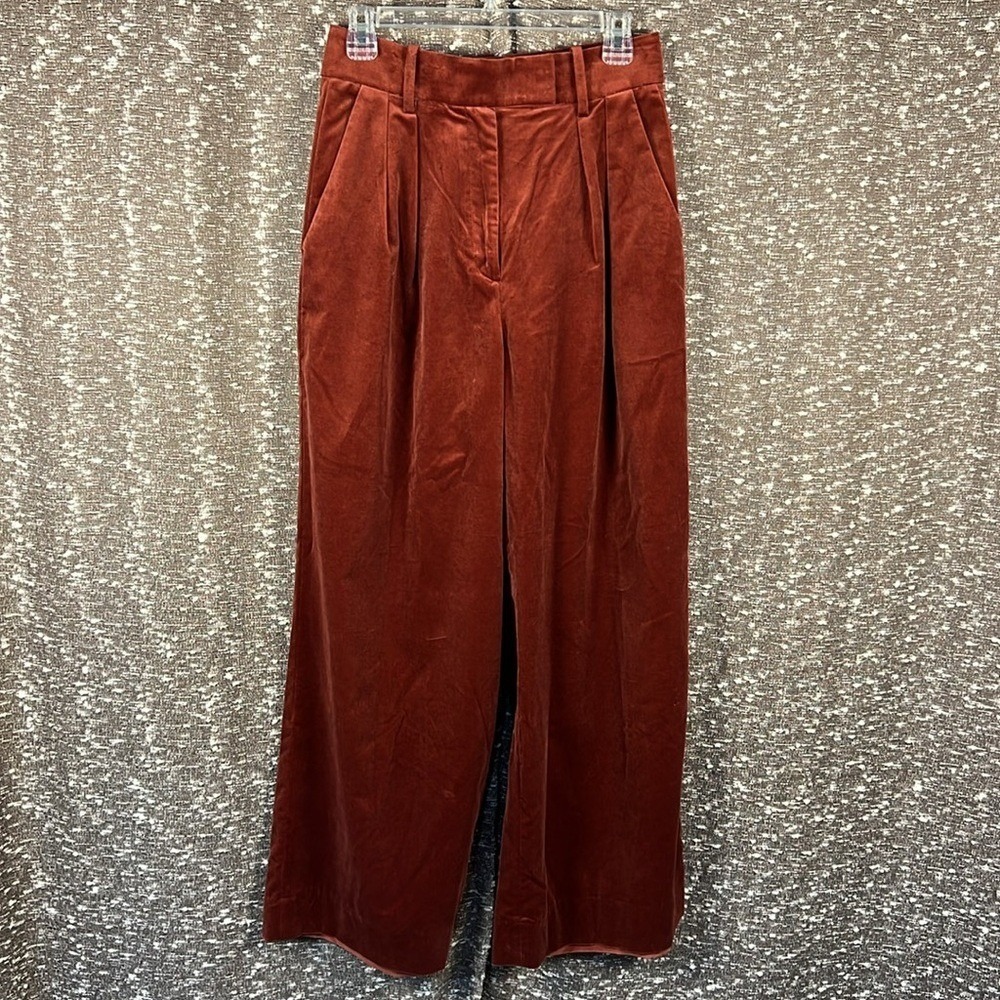 Banana Republic Red Pleated Slash Pocket Wide-Leg Pants Petite‎ Size 4